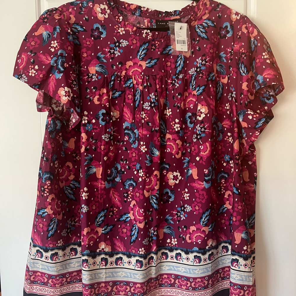 NWT Lane Bryant Floral Blouse - Pink and Blue